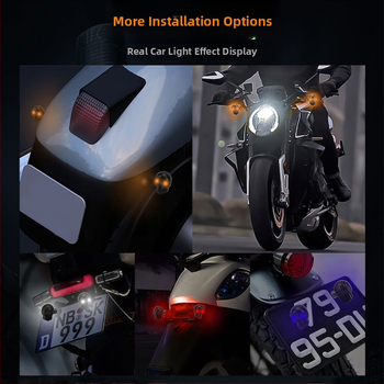 Motorratta LED lisatuli kolju kujunduse ja ērglis silma valgusega – 12V, ABS, mudel motor235, tööiga 50000 h, ühilduv mootorratta suunvalgustitega