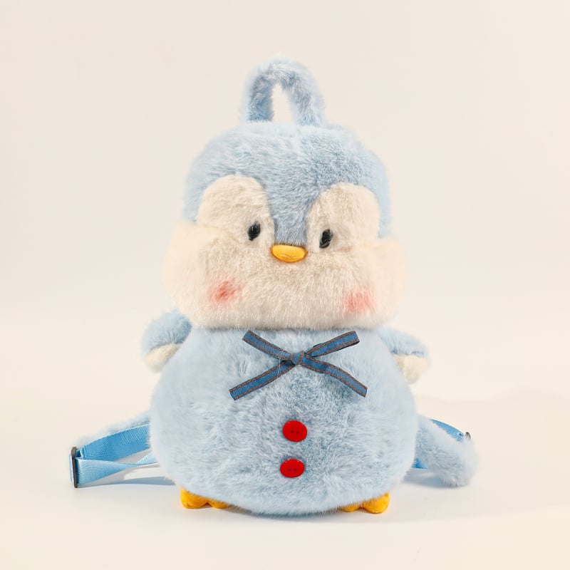 Meitenēm paredzēta skolas soma — pūkains pingvīns, jauks zīmējumu stils, liela ietilpība, ikdienas lietošanai, pamatskola, 2025. rudens izlaidums