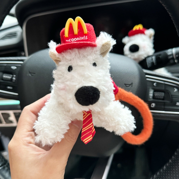 Pliušine autosõbra ripats West Highland White Terrieriga – armas stiil, auto kaunistus, kingitus valmis