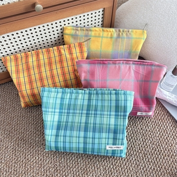 Meigikott ruudulise mustriga, polüestermaterjal, kanvasvooder, tõmblukk, linnaline lihtne stiil