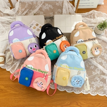 Unisex bērnu mugursoma no neilona, poliestera iekšējā odere, dzīvnieku raksts, izliektas plecu siksnas, samazina nastu, pavasaris 2025