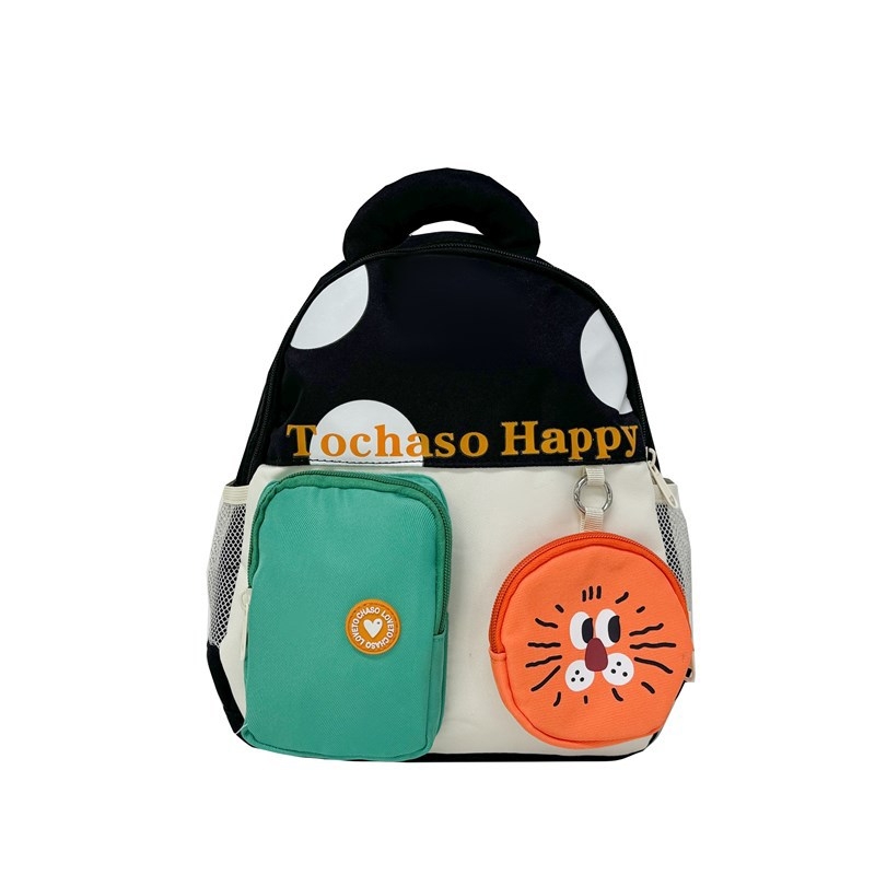 Unisex bērnu mugursoma no neilona, poliestera iekšējā odere, dzīvnieku raksts, izliektas plecu siksnas, samazina nastu, pavasaris 2025