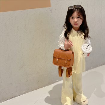 Korejas stilā bērnu skolas mugursoma ar lāci karikatūru, PU āda, mazs kvadrātveida dizains, ūdensizturīgs, nodilumizturīgs, pret zādzību, samazina slodzi