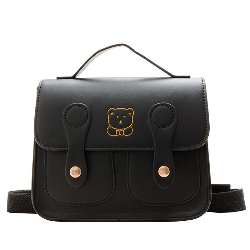 Korejas stilā bērnu skolas mugursoma ar lāci karikatūru, PU āda, mazs kvadrātveida dizains, ūdensizturīgs, nodilumizturīgs, pret zādzību, samazina slodzi
