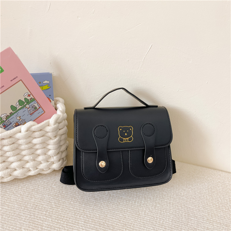 Korejas stilā bērnu skolas mugursoma ar lāci karikatūru, PU āda, mazs kvadrātveida dizains, ūdensizturīgs, nodilumizturīgs, pret zādzību, samazina slodzi