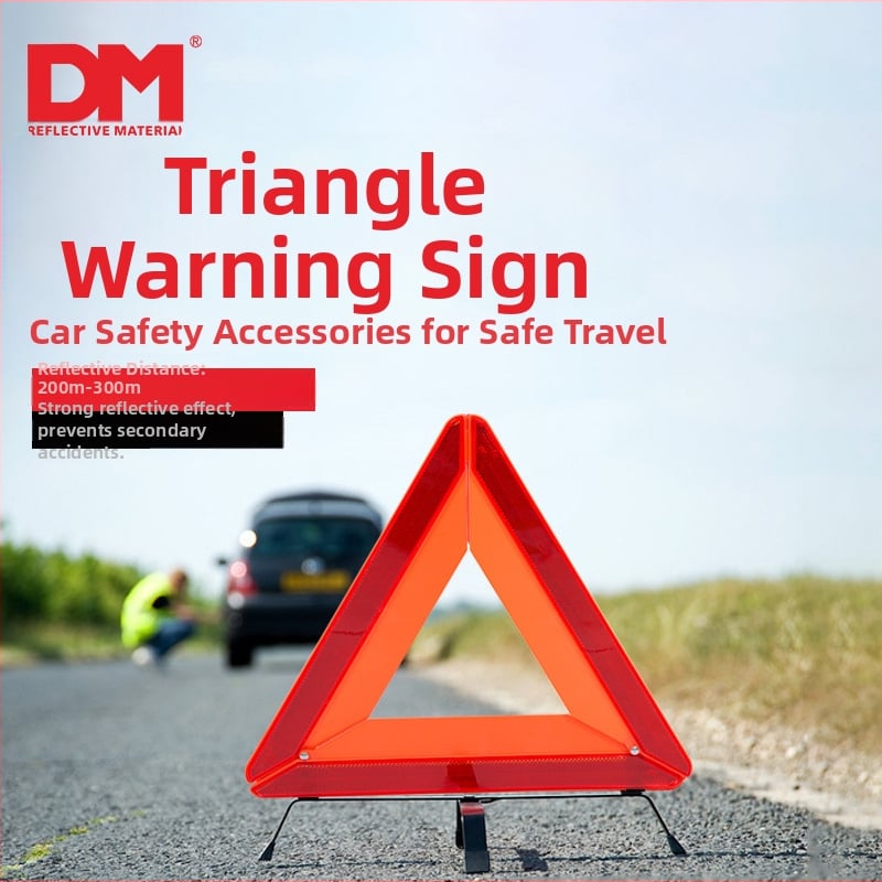 Motoros járművek figyelmeztető háromszög, reflexiós film, PMMA anyag, DM/TD márka, GB19151-2003 szabvány, időjárásállóság 3 év