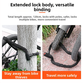 Velosipēda ķēdes slēdznis ar atslēgu pret zādzību, modelis JY5012, zīmols YUUISD, tērauda kabelis, svars 800 g