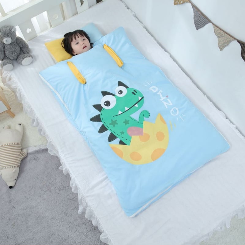 Bērnu guļammaiss ar anti-kick visām sezonām, 100% kokvilna, 0,55–1,0 kg, karikatūras stils, pielāgojama