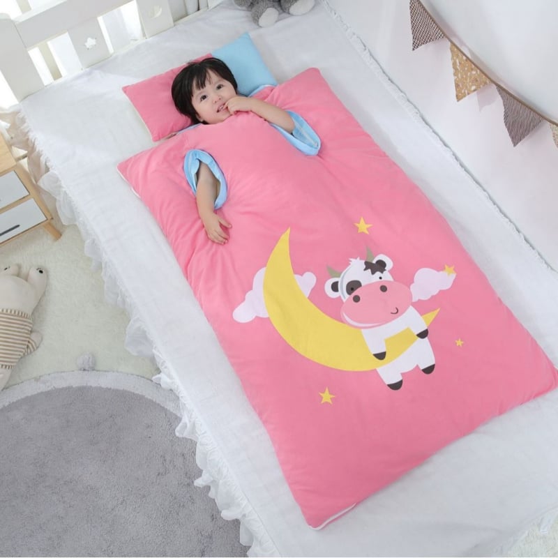 Bērnu guļammaiss ar anti-kick visām sezonām, 100% kokvilna, 0,55–1,0 kg, karikatūras stils, pielāgojama