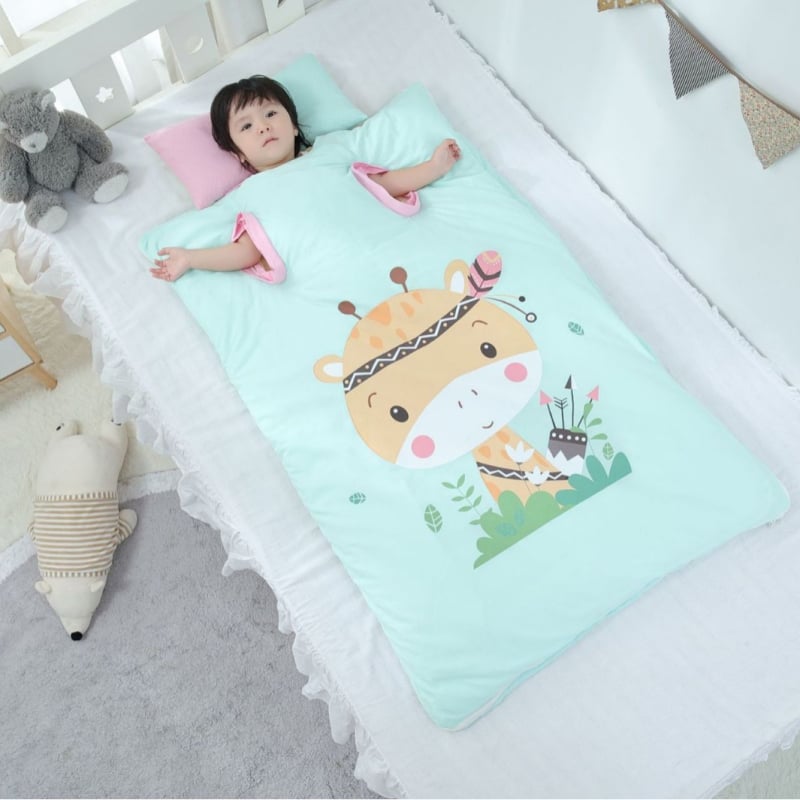 Bērnu guļammaiss ar anti-kick visām sezonām, 100% kokvilna, 0,55–1,0 kg, karikatūras stils, pielāgojama