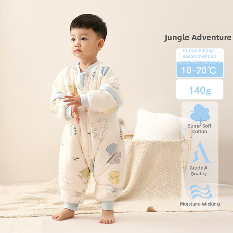 Vaiko miego krepšys su pastovia temperatūra, tirštas žiemai/rudeniai, 95% medvilnė, pamušalas medvilnė, užpildas poliesterio pluoštas + pastovios temperatūros pluoštas, nuimamos rankovės, karikatūrinis raštas