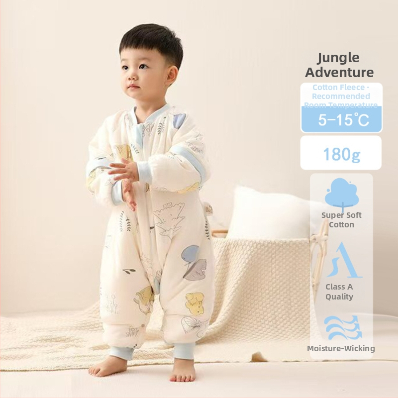 Vaiko miego krepšys su pastovia temperatūra, tirštas žiemai/rudeniai, 95% medvilnė, pamušalas medvilnė, užpildas poliesterio pluoštas + pastovios temperatūros pluoštas, nuimamos rankovės, karikatūrinis raštas