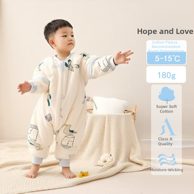 Vaiko miego krepšys su pastovia temperatūra, tirštas žiemai/rudeniai, 95% medvilnė, pamušalas medvilnė, užpildas poliesterio pluoštas + pastovios temperatūros pluoštas, nuimamos rankovės, karikatūrinis raštas