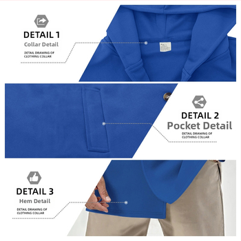 Pánske stredne dlhé dvojradový kabát s golierom, bavlno‑zmesový materiál (60% polyester) s podšívkou z polyesteru (60%)