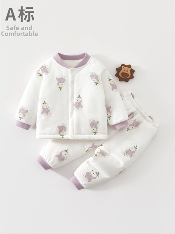 Kaheosaline beebi puuvillane soe komplekt, pehme, paks, sügis-talv, loomade karikatuur, sobib vastsündinutele 0–1 aastale