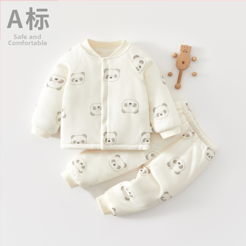Kaheosaline beebi puuvillane soe komplekt, pehme, paks, sügis-talv, loomade karikatuur, sobib vastsündinutele 0–1 aastale