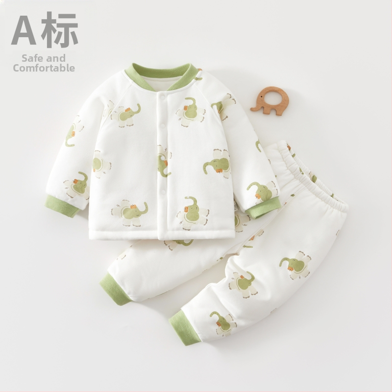 Kaheosaline beebi puuvillane soe komplekt, pehme, paks, sügis-talv, loomade karikatuur, sobib vastsündinutele 0–1 aastale