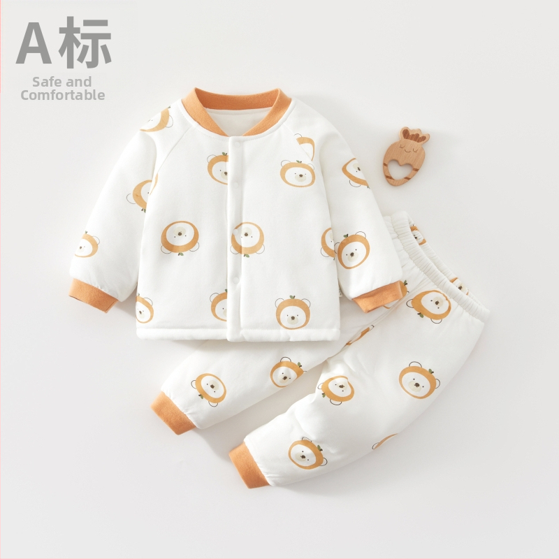 Kaheosaline beebi puuvillane soe komplekt, pehme, paks, sügis-talv, loomade karikatuur, sobib vastsündinutele 0–1 aastale