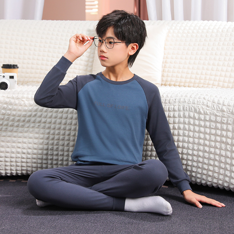 Laste puuvillane termokomplekt — varrukatega top ja pikkade säärtega püksid, 100% puuvill, pehme materjal, sobib alates 8-aastastest, sügis-talve-kevadhooajale