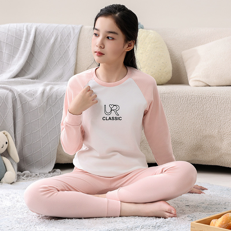 Laste puuvillane termokomplekt — varrukatega top ja pikkade säärtega püksid, 100% puuvill, pehme materjal, sobib alates 8-aastastest, sügis-talve-kevadhooajale