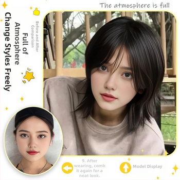 Cosplay plaukų perukas vyrams - mullet stilius, mezgama konstrukcija, aukštos temperatūros pluoštai, dažoma ir permuoti