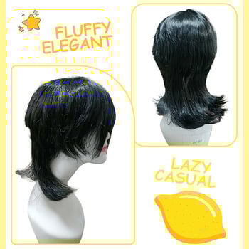 Perucă cosplay pentru bărbați - stil mullet, țesătură, fire rezistente la temperaturi înalte, poate fi vopsită și permată