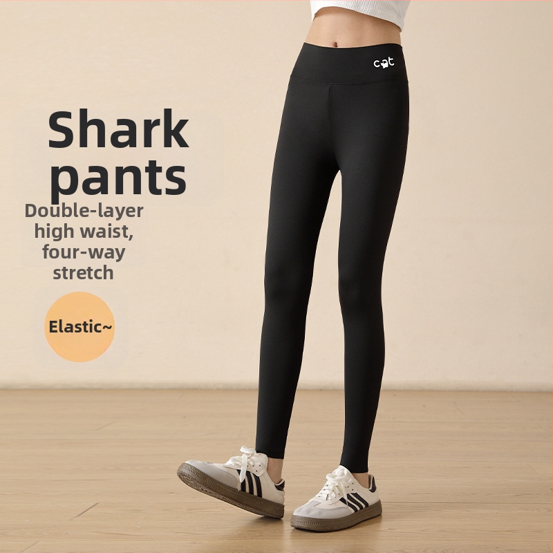 Mergaitėms skirtos legginai su ryklio atspaudu, aukšta juosta, nailonas 81,2%, ilgis 9/10, elastinė juosta, pavasaris 2024, vaikams nuo 8 metų (140 cm+)