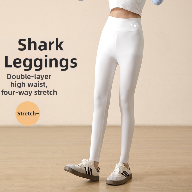 Mergaitėms skirtos legginai su ryklio atspaudu, aukšta juosta, nailonas 81,2%, ilgis 9/10, elastinė juosta, pavasaris 2024, vaikams nuo 8 metų (140 cm+)