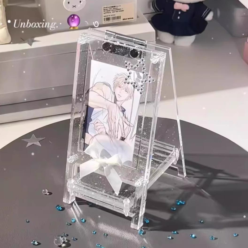 Permatomas akrilo kortelių laikiklis su kortelių skyreliais, stalinis laikiklis, sandėliavimo rėmas – pritaikomas