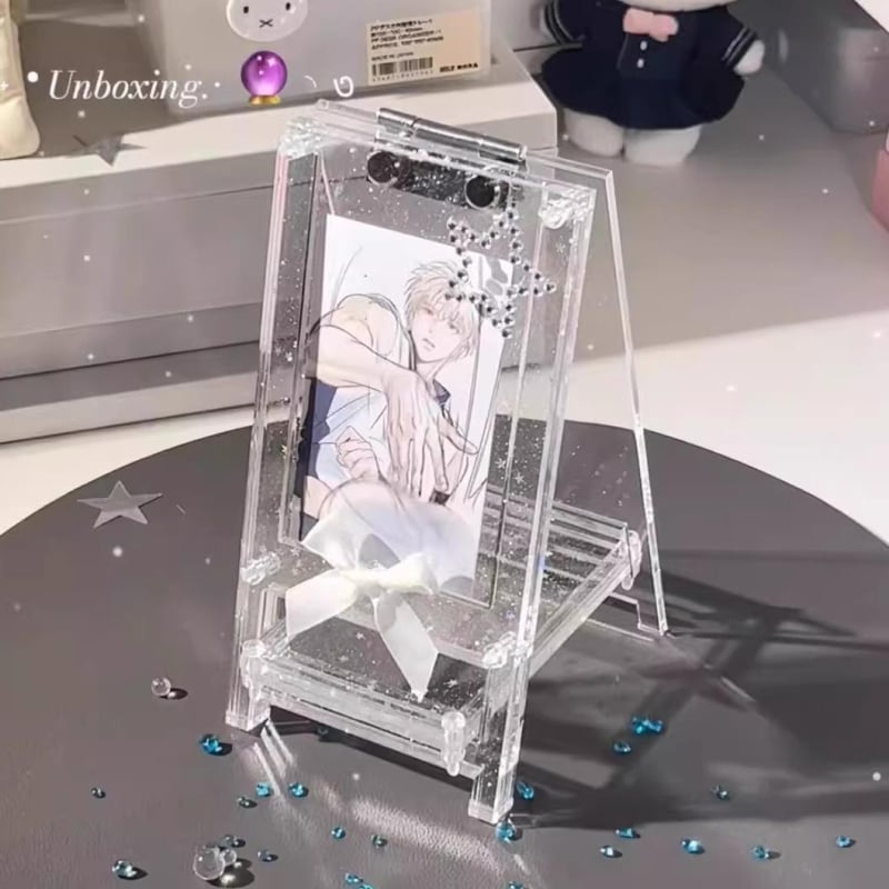 Permatomas akrilo kortelių laikiklis su kortelių skyreliais, stalinis laikiklis, sandėliavimo rėmas – pritaikomas