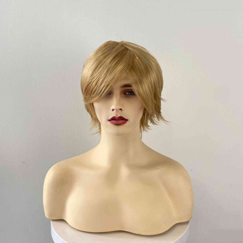 Ανδρική περούκα, κοντές τρίχες, ίνες υψηλής θερμοκρασίας συνθετικής προέλευσης, κατασκευή με μηχανισμό, μοντέλο K75