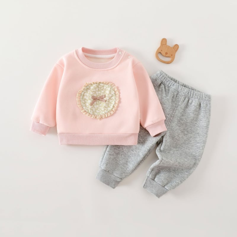 Duopredmeni dječji set: hoodie i hlače, unisex — debela pamuk, mekana tkanina, crtić uzorak, dugi rukavi, za uzrast 1–3 godina