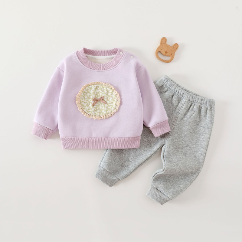Duopredmeni dječji set: hoodie i hlače, unisex — debela pamuk, mekana tkanina, crtić uzorak, dugi rukavi, za uzrast 1–3 godina