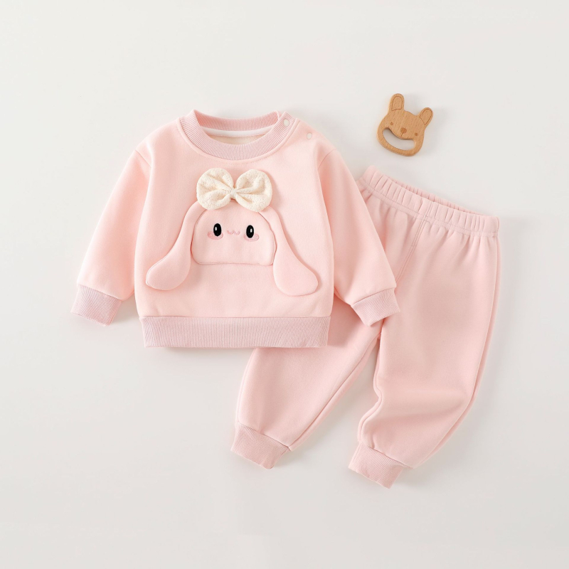 Duopredmeni dječji set: hoodie i hlače, unisex — debela pamuk, mekana tkanina, crtić uzorak, dugi rukavi, za uzrast 1–3 godina