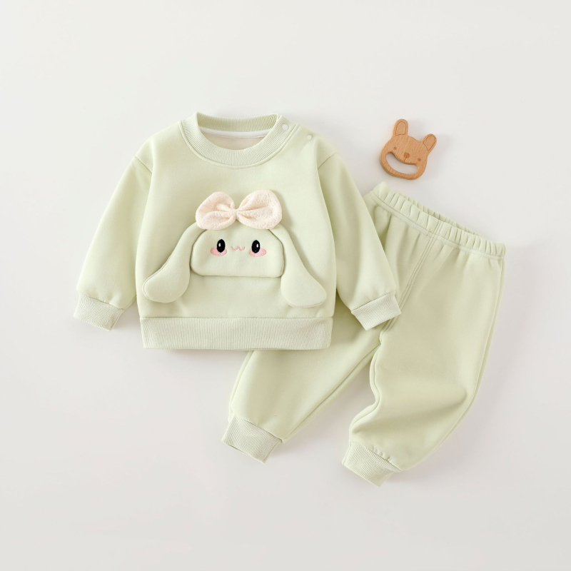 Duopredmeni dječji set: hoodie i hlače, unisex — debela pamuk, mekana tkanina, crtić uzorak, dugi rukavi, za uzrast 1–3 godina