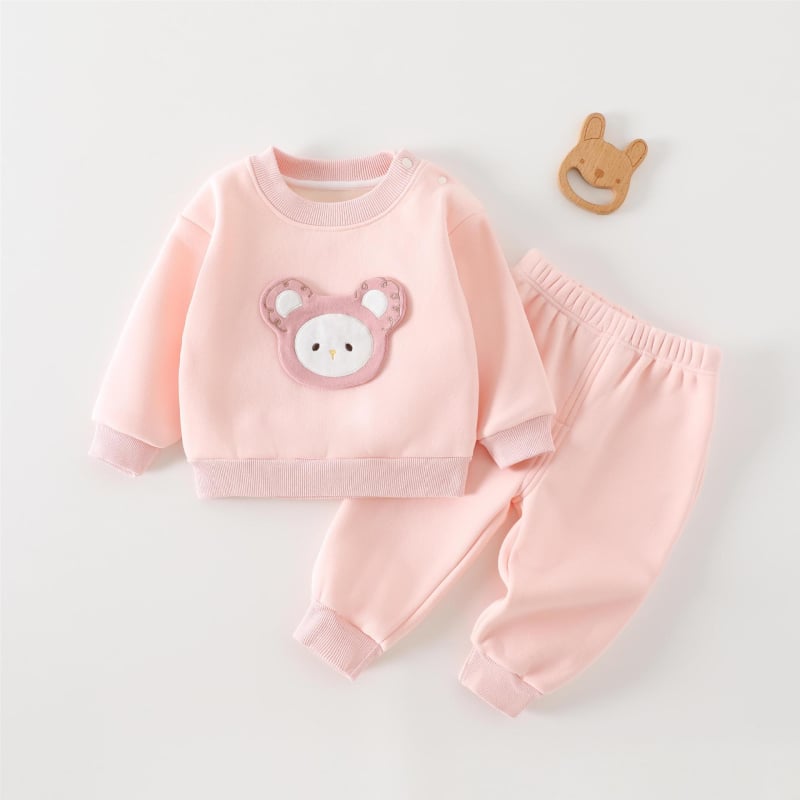 Duopredmeni dječji set: hoodie i hlače, unisex — debela pamuk, mekana tkanina, crtić uzorak, dugi rukavi, za uzrast 1–3 godina