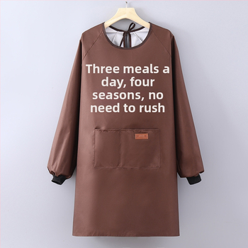 Virtuves priekšauts ar garām piedurknēm, ūdensizturīgs un eļļas noturīgs, poliesters, pieaugušajiem, catering