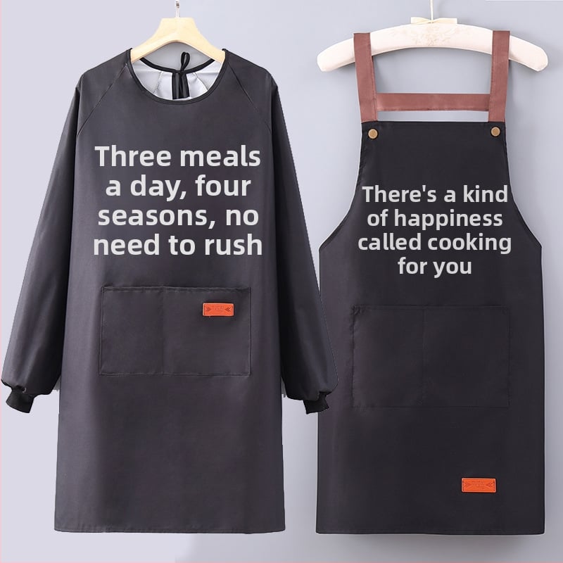 Virtuves priekšauts ar garām piedurknēm, ūdensizturīgs un eļļas noturīgs, poliesters, pieaugušajiem, catering