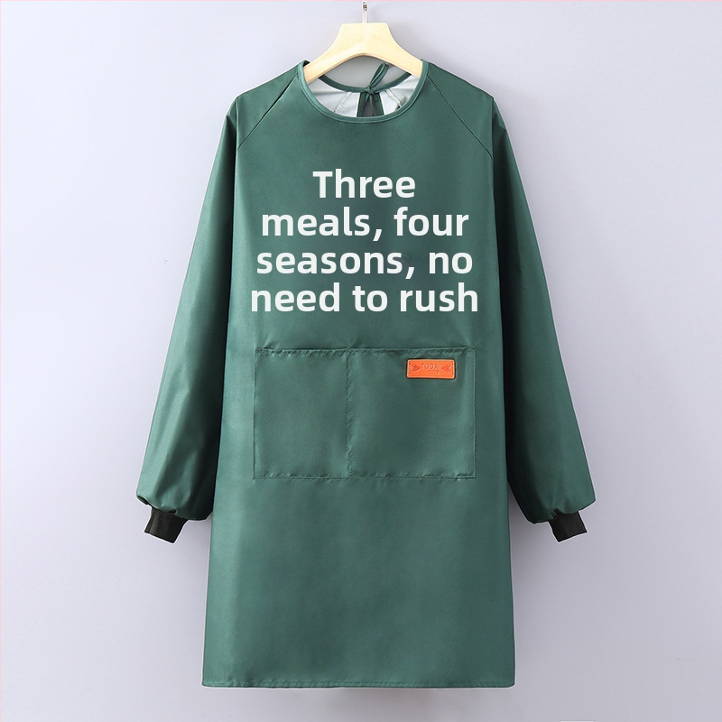 Virtuves priekšauts ar garām piedurknēm, ūdensizturīgs un eļļas noturīgs, poliesters, pieaugušajiem, catering