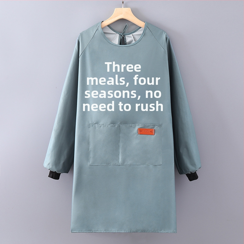 Virtuves priekšauts ar garām piedurknēm, ūdensizturīgs un eļļas noturīgs, poliesters, pieaugušajiem, catering