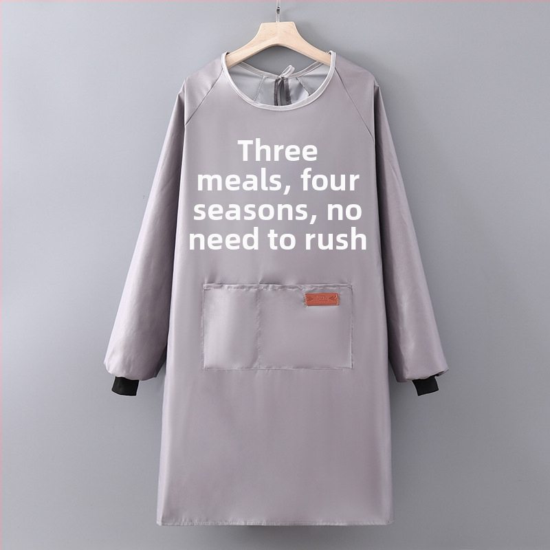 Virtuves priekšauts ar garām piedurknēm, ūdensizturīgs un eļļas noturīgs, poliesters, pieaugušajiem, catering