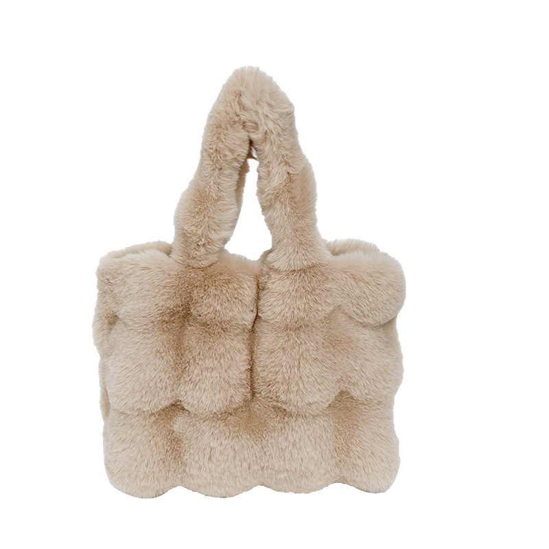 Ouyue geantă din pluș, stil stradal, formă orizontală pătrată, închidere cu cataramă magnetică