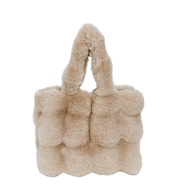 Ouyue geantă din pluș, stil stradal, formă orizontală pătrată, închidere cu cataramă magnetică