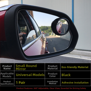 Automobilio galinio vaizdo veidrodis, mažas apskritos formos papildomas veidrodis aklajai zonai, 360° plataus kampo, suderinamas su visais modeliais