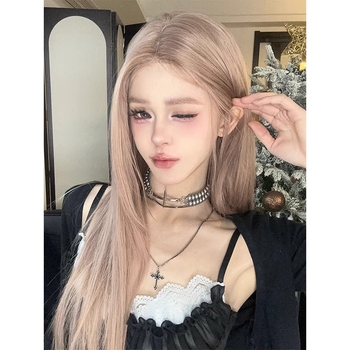 Parochňa s dlhými rovnými vlasmi, hviezdny štýl; materiál vlasov: proteínový drôt; model: dlhé rovné vlasy; ofina: stredný rozchod; vhodná pre všetkých