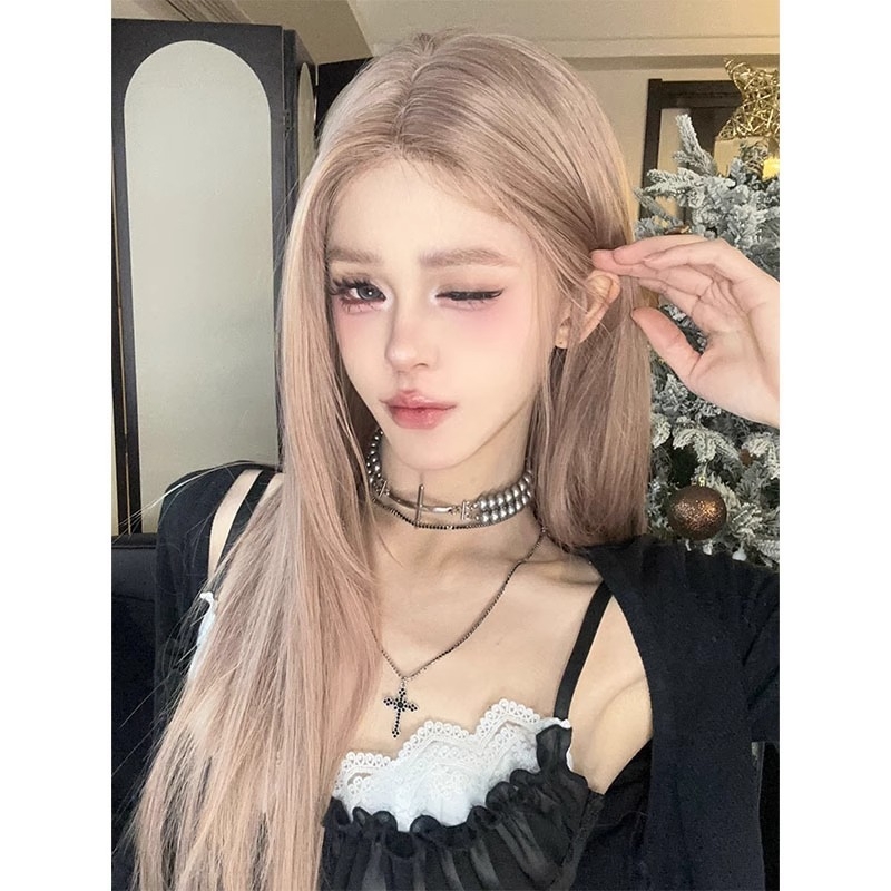 Parochňa s dlhými rovnými vlasmi, hviezdny štýl; materiál vlasov: proteínový drôt; model: dlhé rovné vlasy; ofina: stredný rozchod; vhodná pre všetkých