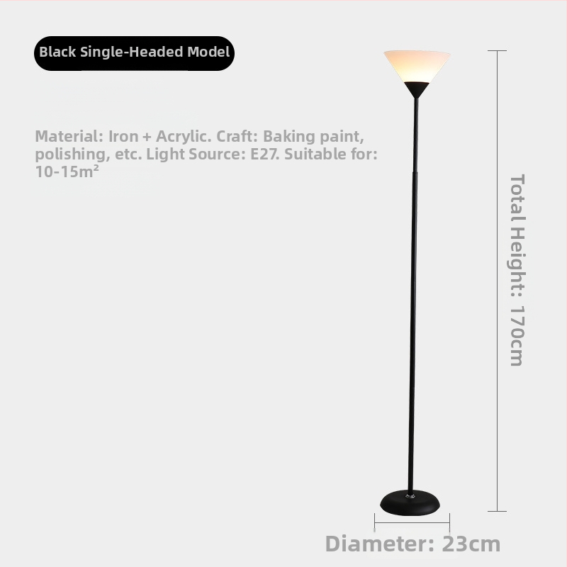 LED grindų lempa, fiksuotas aukštis, PVC gaubtas, korpusas iš geležies ir medžio meno stiliaus Iron Wood Art, dengiamas plotas 15–30 m²