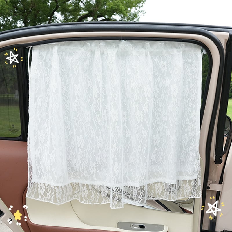 Автомобилен сенник за прозорец с дантела - монтаж с вакуумни вендузи, обща съвместимост, прост стил, узор както е показано