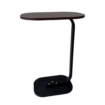 Странична маса с метална рамка и плот от изкуствена дървесина, модерен минимализъм, подходяща за дневна, спалня и кабинет