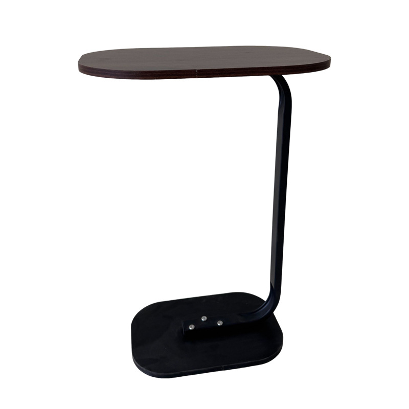 Странична маса с метална рамка и плот от изкуствена дървесина, модерен минимализъм, подходяща за дневна, спалня и кабинет